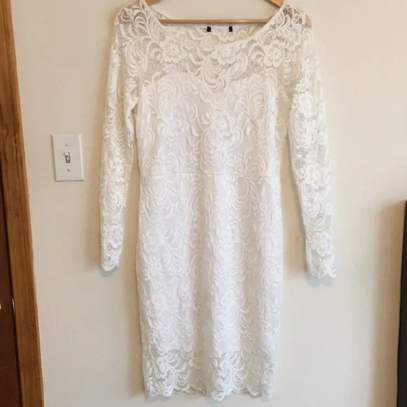 Dresses | White Lace Fitted Dress | Poshmark